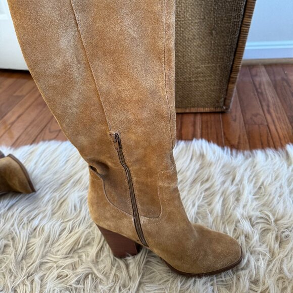Camel suede block heel western look boot- size 7.5 - Picture 11 of 14
